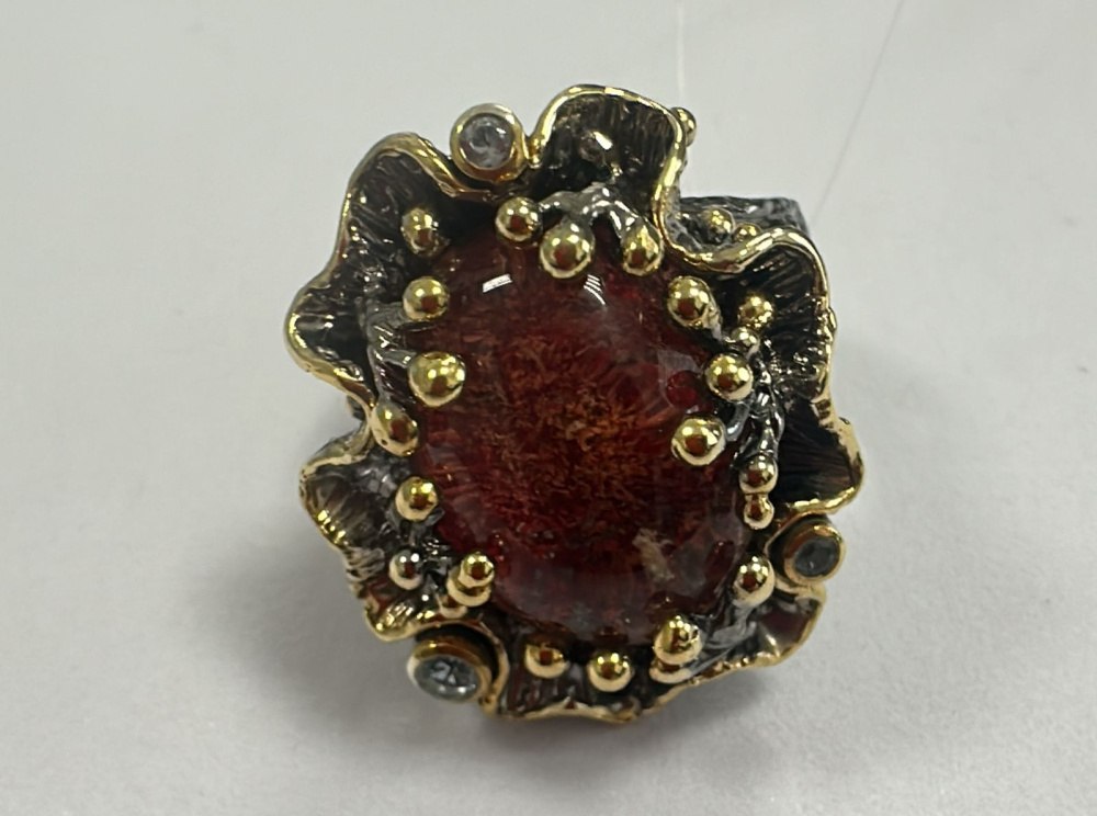 SD4166-48 Кольцо (Ag 925 Чернение/Позолота)